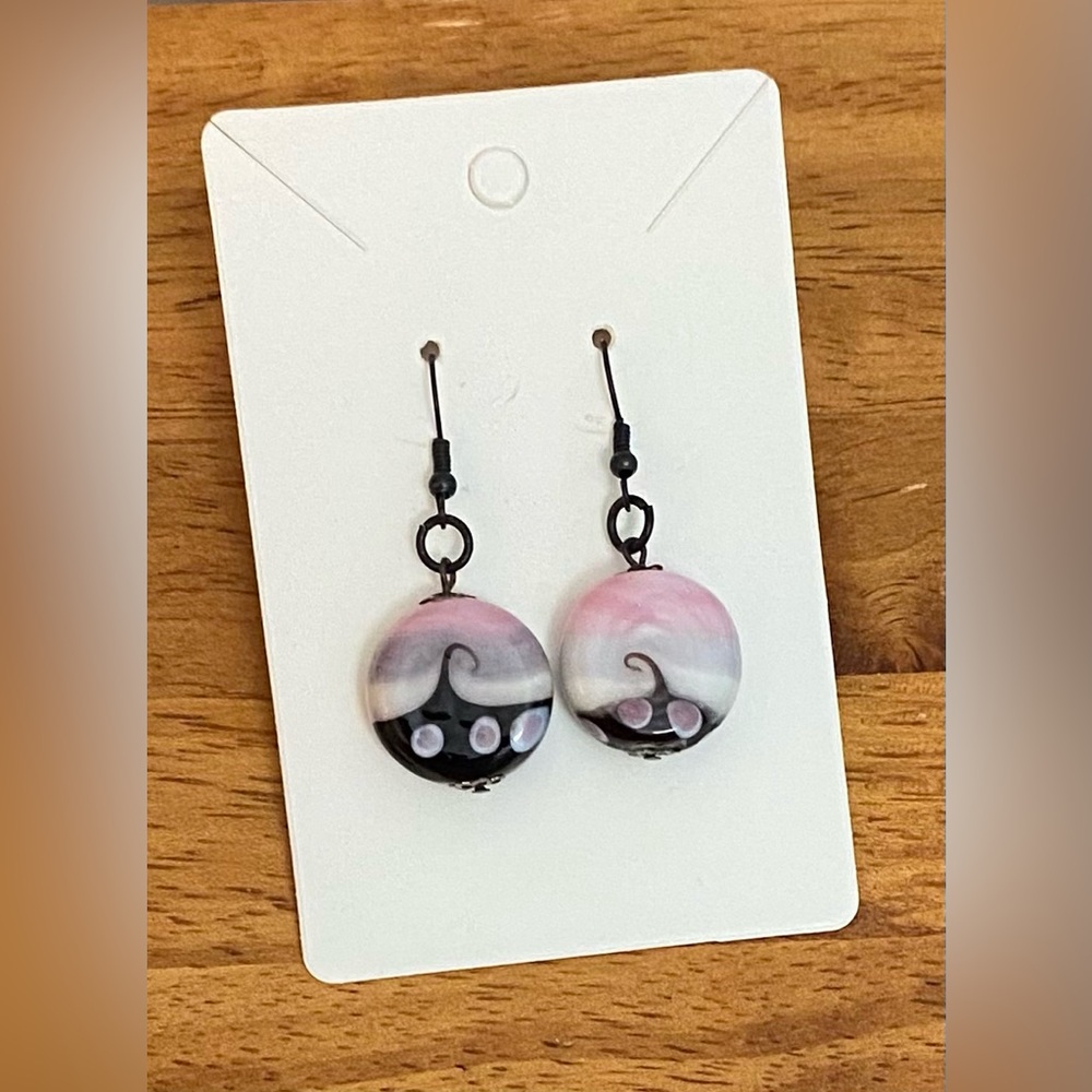 NEW Ceramic Wave design bead earrings
